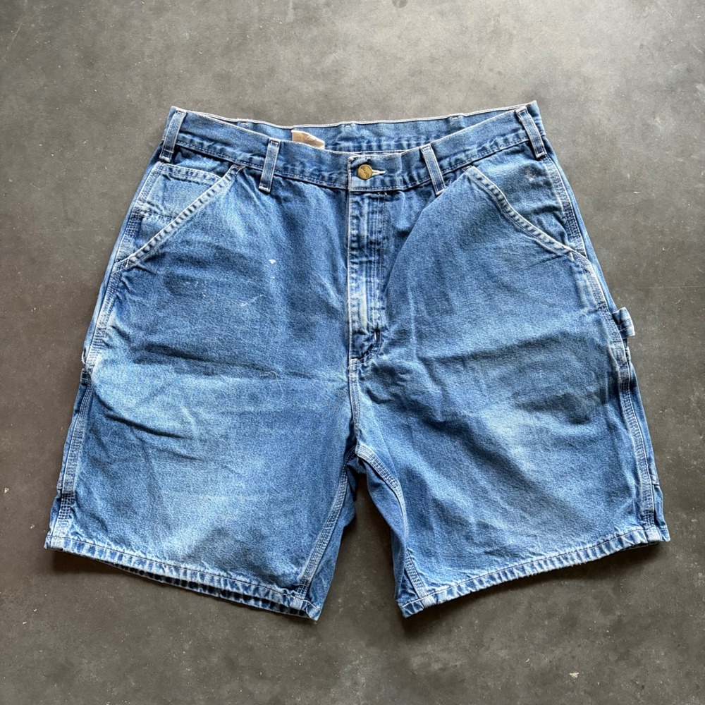 Carhartt B28DST Loose Fit Carpenter Denim Shorts Blue Mens 36 - Picture 2 of 6